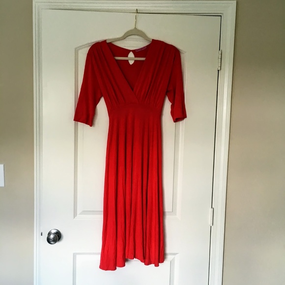 Maternal America Red Empire Waist Maternity Dress - Picture 2 of 6